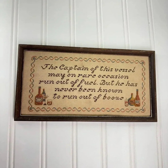 Unknown Other - Vintage 70s Cross stich Captain Sailing alcohol fuel booze funny boat fishing